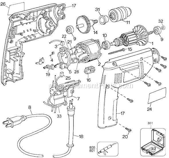 Page A Diagram and Parts List for TV320 Type 1 Black and Decker Electric Drill
